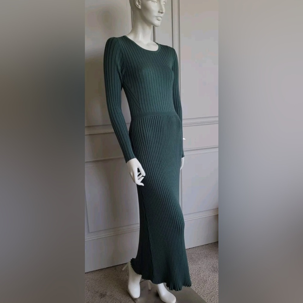 Express Ribbed Midi Sweater Dress, green size XS
